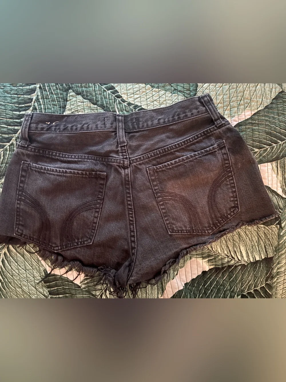Hollister Black Ripped High-Rise Denim Shorts
